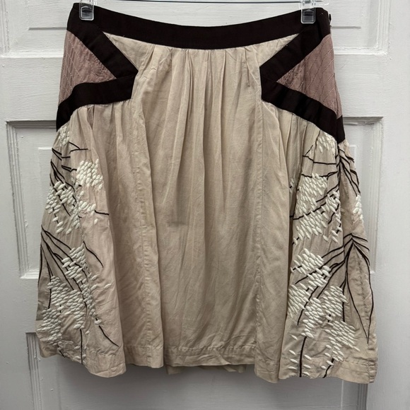 Dresses & Skirts - Floreat Embroidered Beige Skirt Size 10 Boho Cottagecore